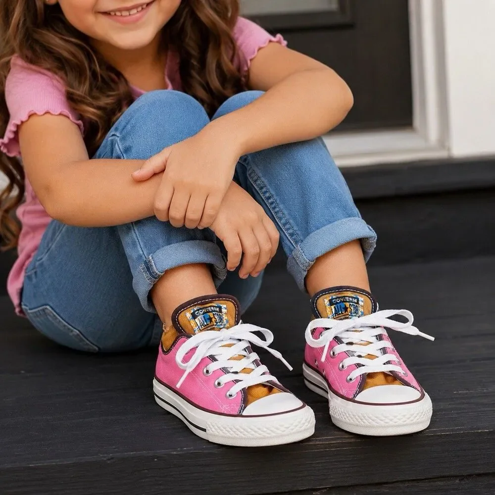 Converse All Star Youth Pink/Brown Low Top Chuck Taylor Canvas Sneaker Size 2.5